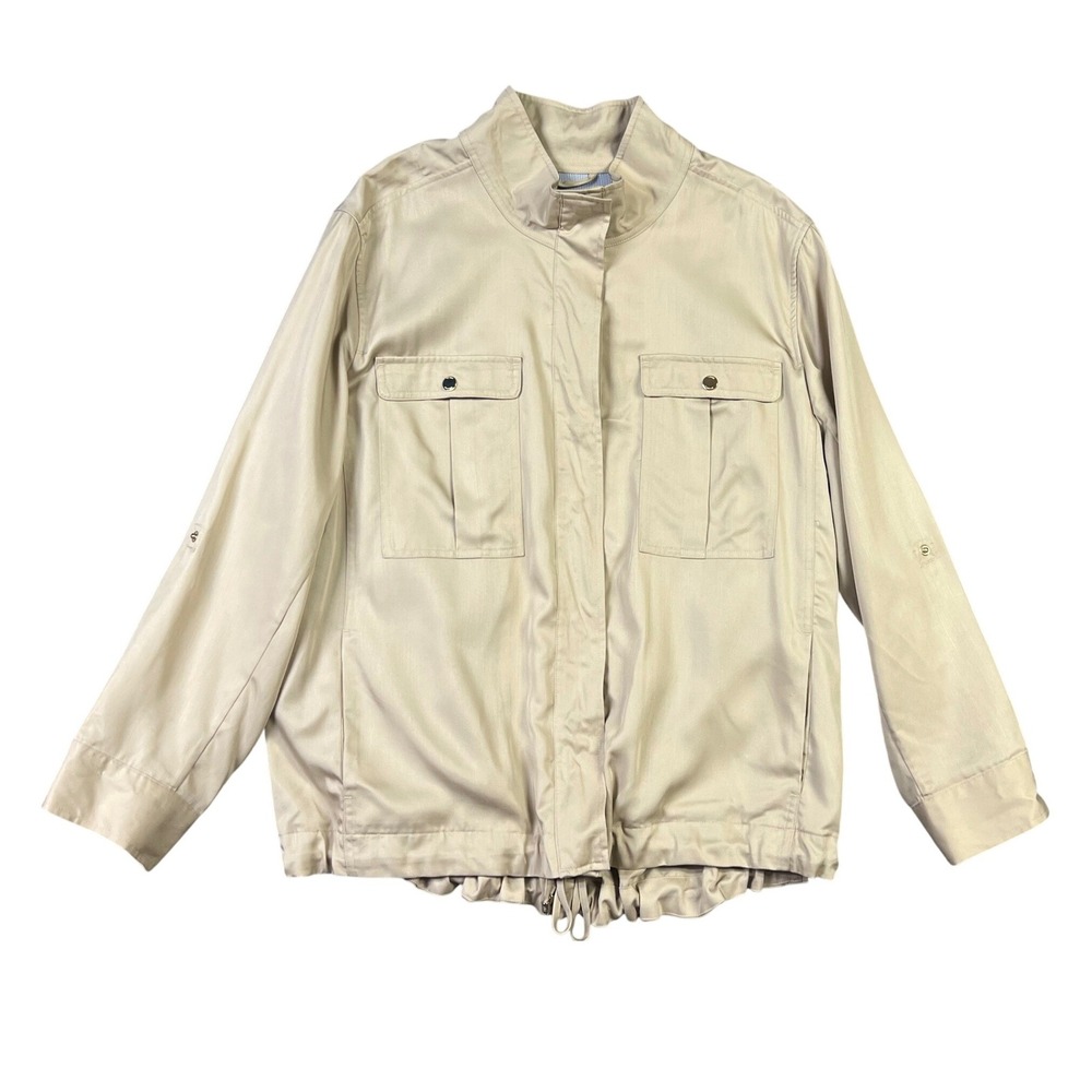 Tommy Hilfiger Berkeley Casual Jacket‎ Womens Plus 1X Khaki Utility Roll Tab New